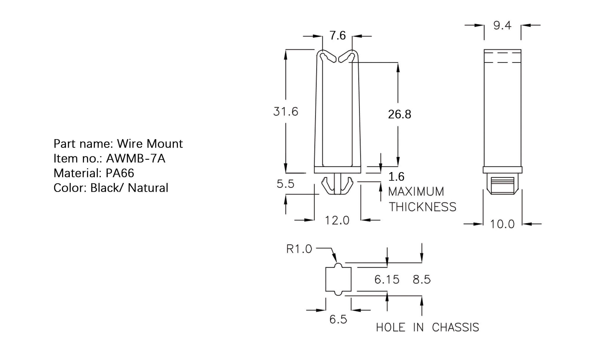 Plastic Wire Mount AWMB-7A